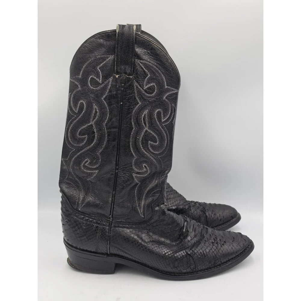 Dan Post Snake Skin Python Western Boots Cowboy Black Men’s Size 9.5 D